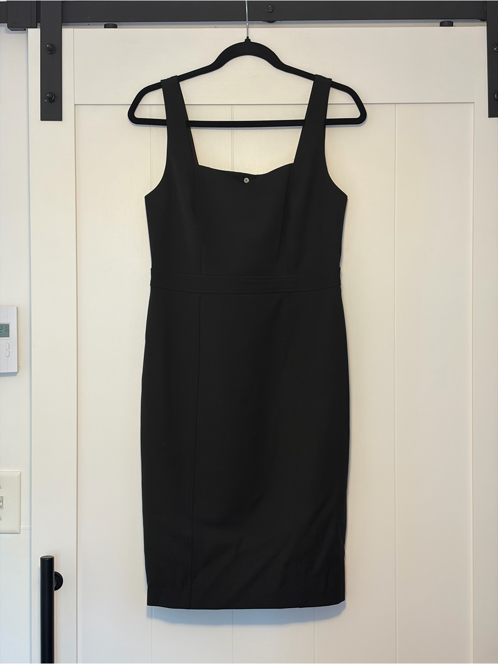 Tristan Black Midi Sheath Dress with Square Neck